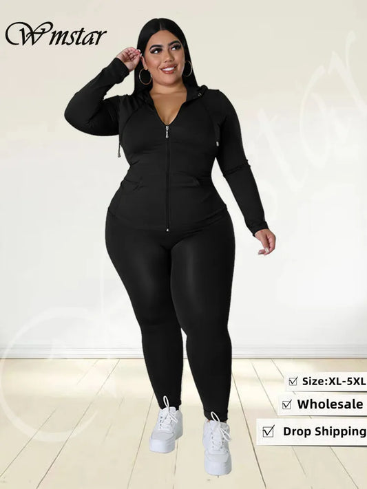 Wmstar Plus Size Two Piece Outfits Women
