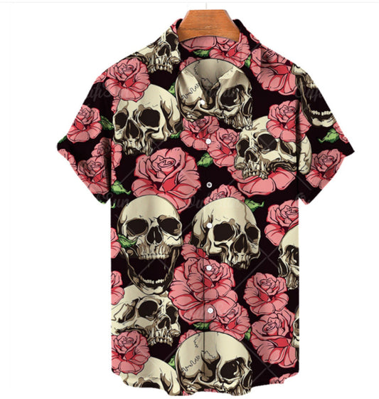 Summer Casual 3D Skull Men's Hawaiian Shirt